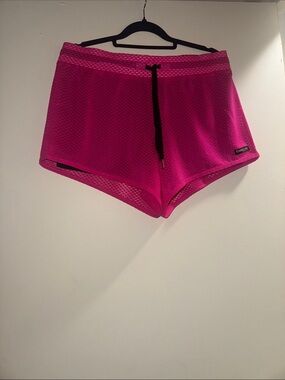 Bebe Sport Hot Pink Mesh Athletic Shorts Size Medium Built In Shorts